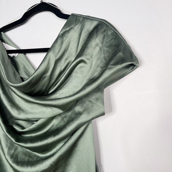 Significant Other US Size 10 Fern Green Olinda Dress Maxi One Shoulder Draping - Picture 7 of 16